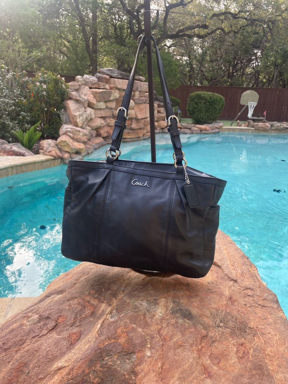 Coach Factory Outlet Gallery Black Leather Tote with Shoulder Straps (CSR)
